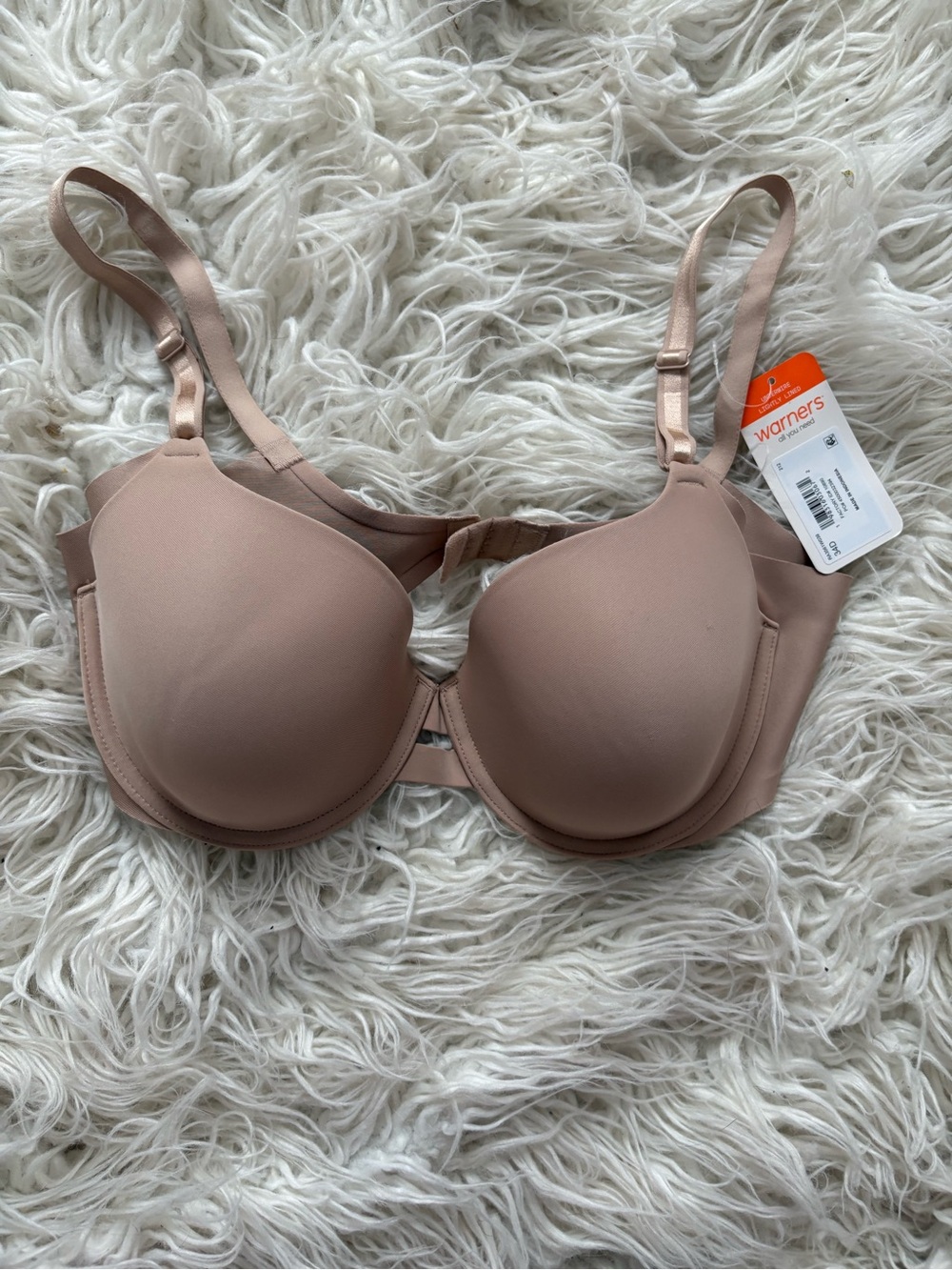NWT Warner's Blissful Benefits Underarm Smoothing Bra 34D Nude